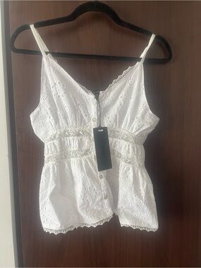 Silver jeans white crop tank lace NWT